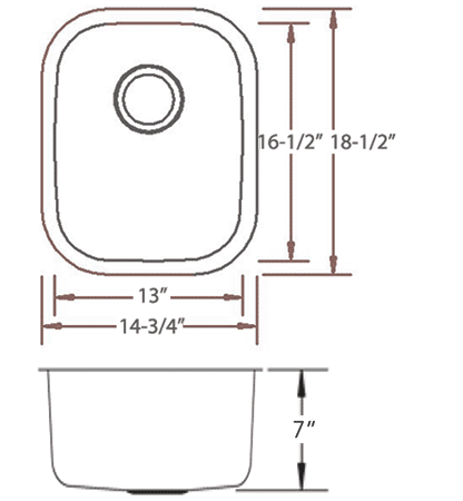 LB-1000 stainless sink measurement