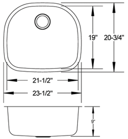 LB-800 - stainless sink measurement