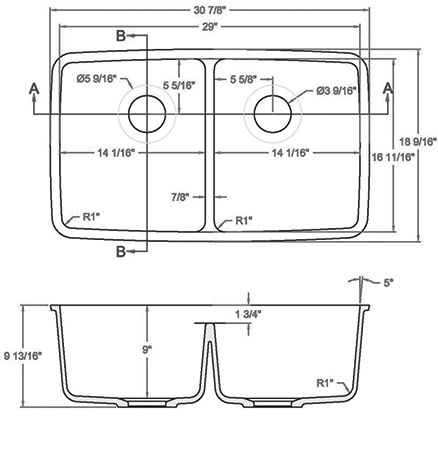 GEM-1729D solid surface sink measurement